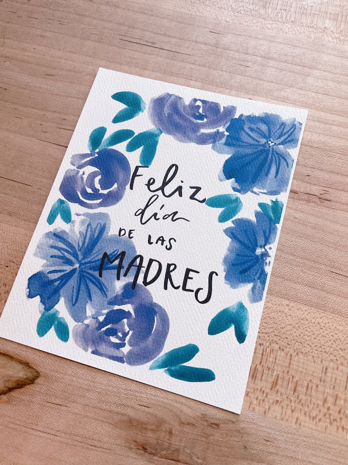 Feliz Dia de las Madres - Blue/Purple Flowers- Printed Postcard