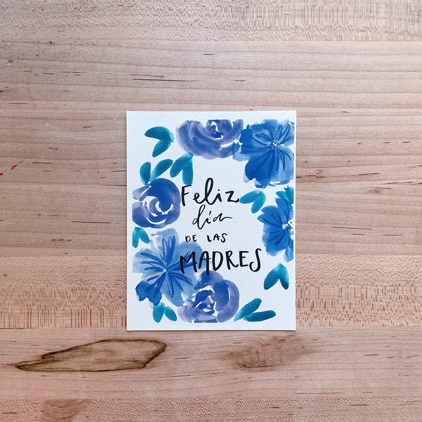 Feliz Dia de las Madres - Blue/Purple Flowers- Printed Postcard