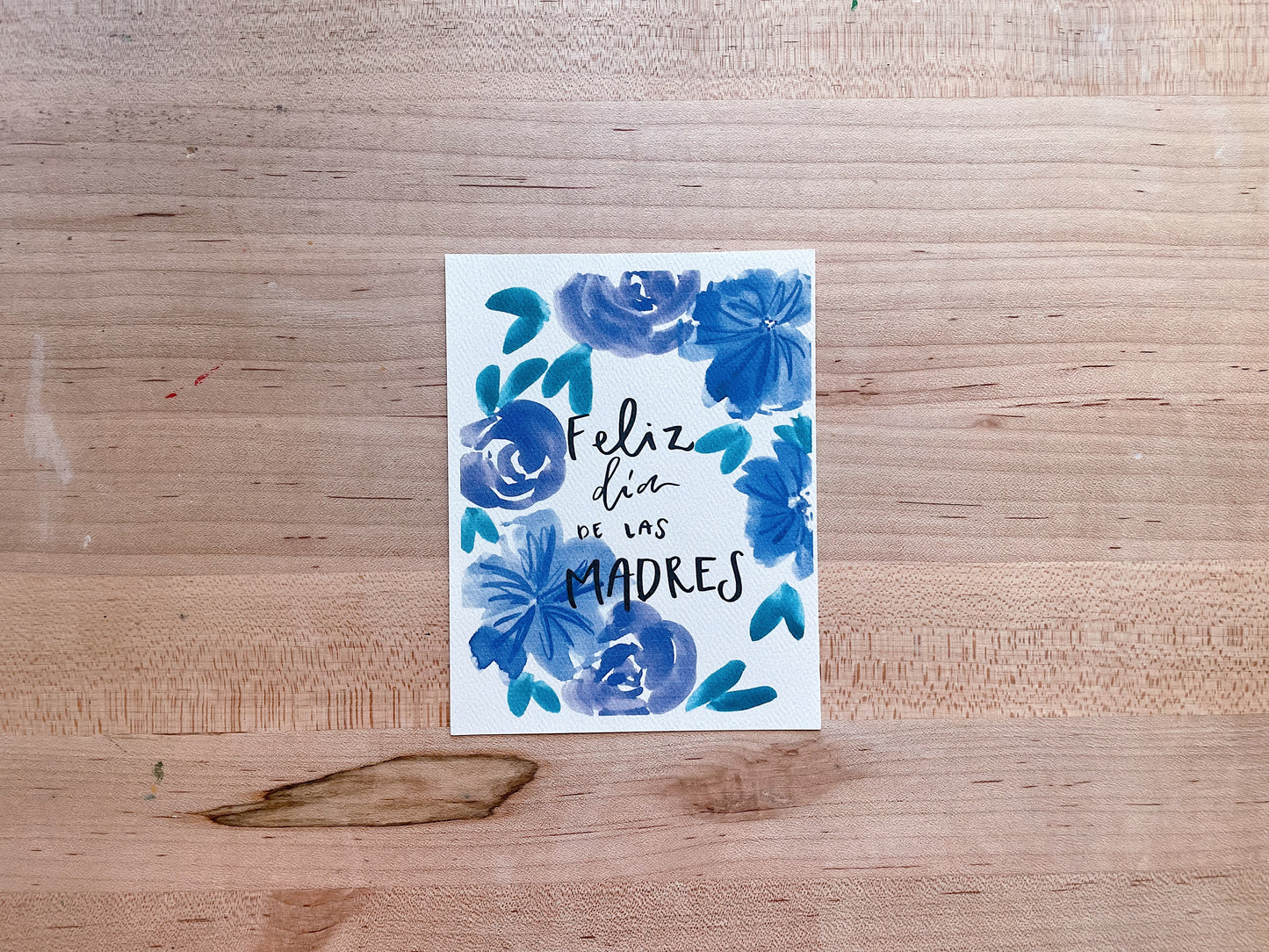Feliz Dia de las Madres - Blue/Purple Flowers- Printed Postcard