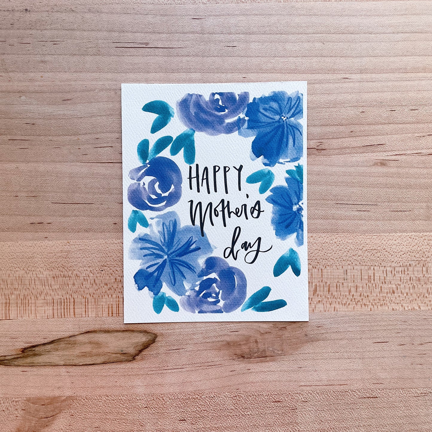 Happy Mpther's Day - Blue/Purple Flowers- Printed Postcard