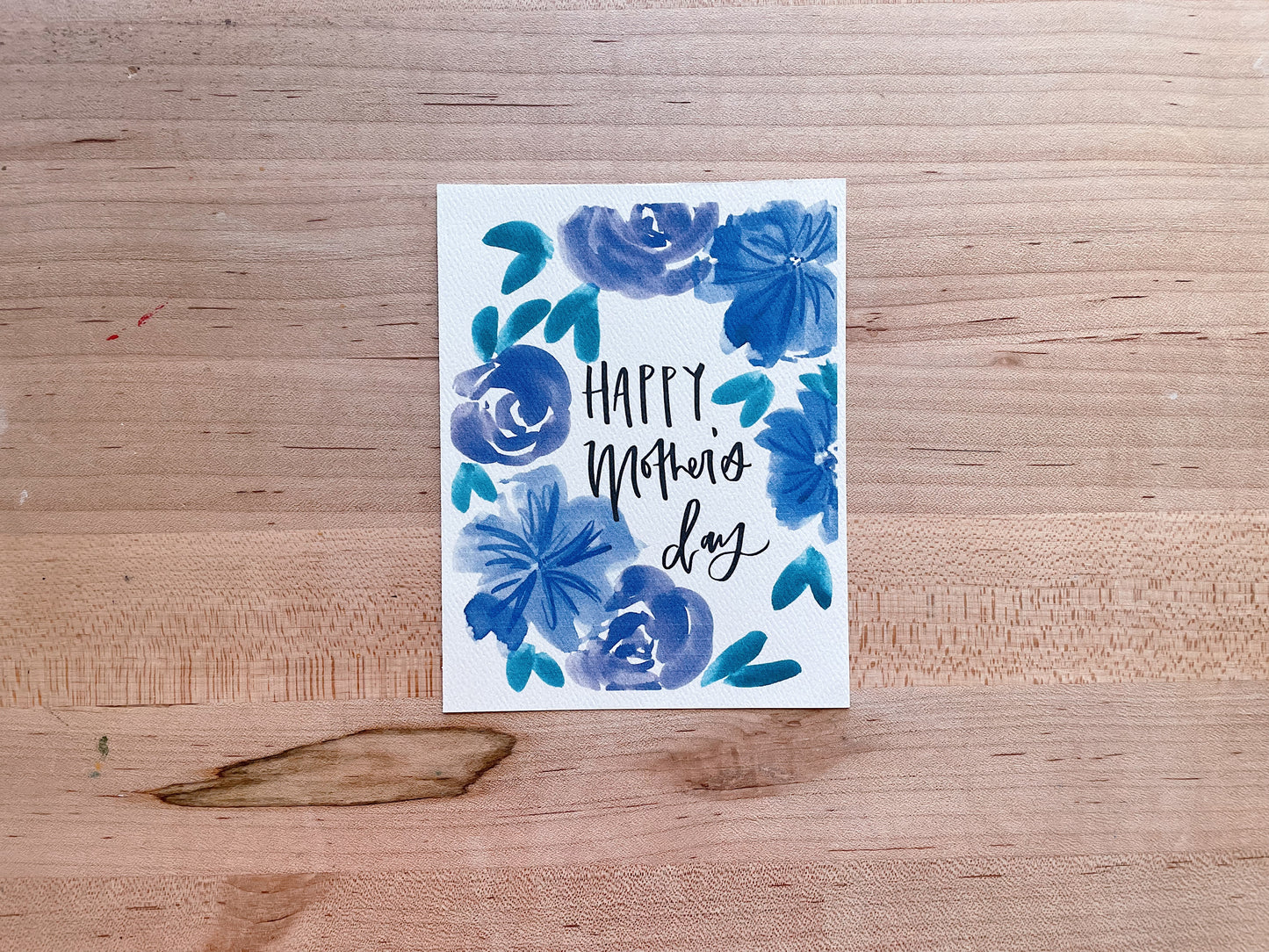 Happy Mpther's Day - Blue/Purple Flowers- Printed Postcard