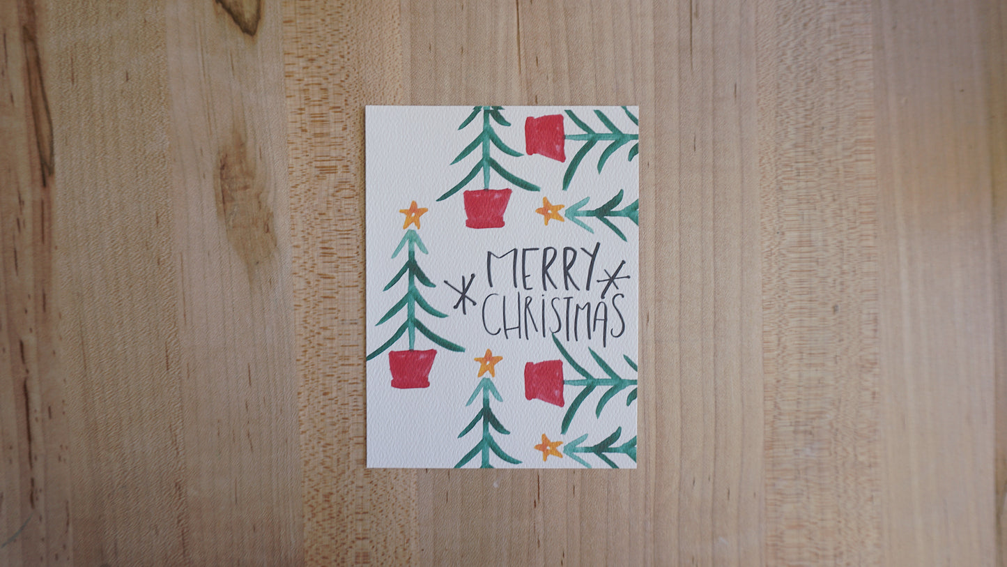 Merry Christmas (Christmas Trees) - Printed Postcar