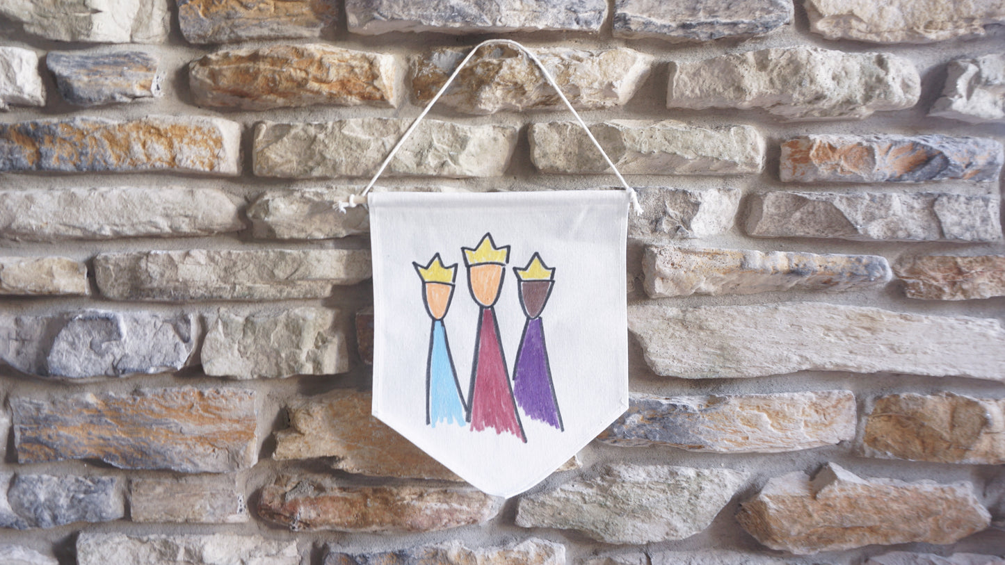 Tres Reyes Magos - Canvas Decorative Flag