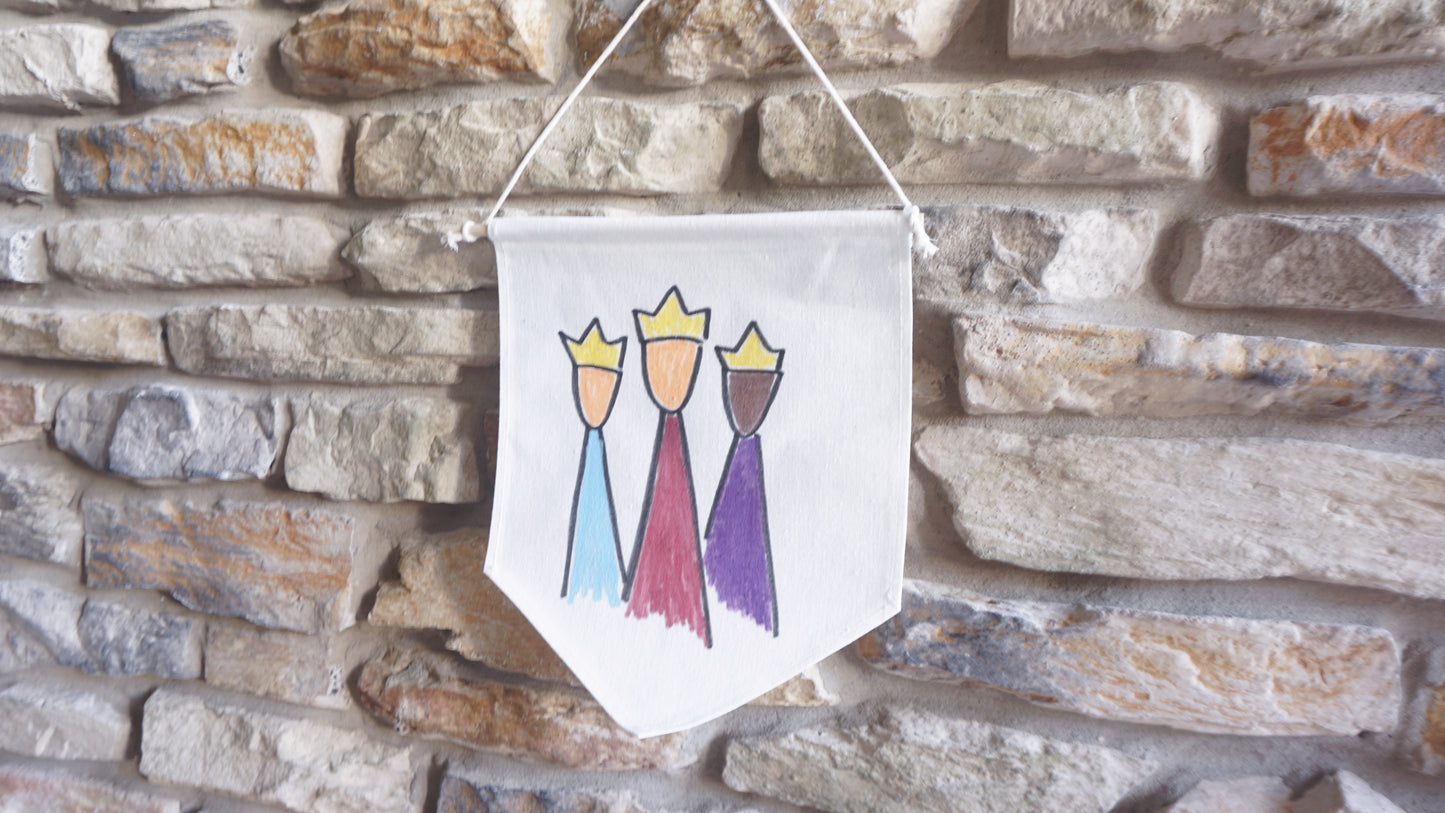 Tres Reyes Magos - Canvas Decorative Flag