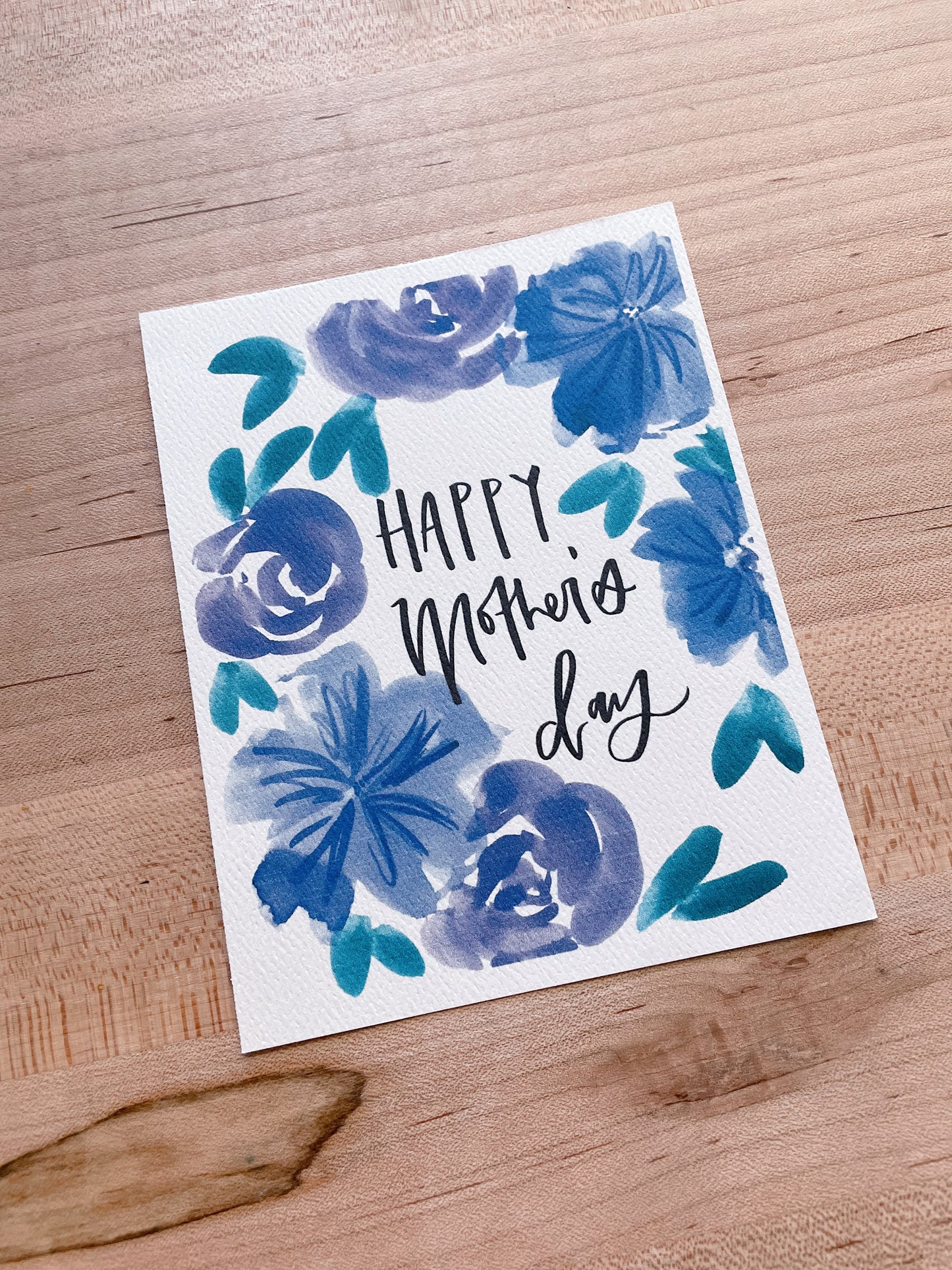 Happy Mpther's Day - Blue/Purple Flowers- Printed Postcard