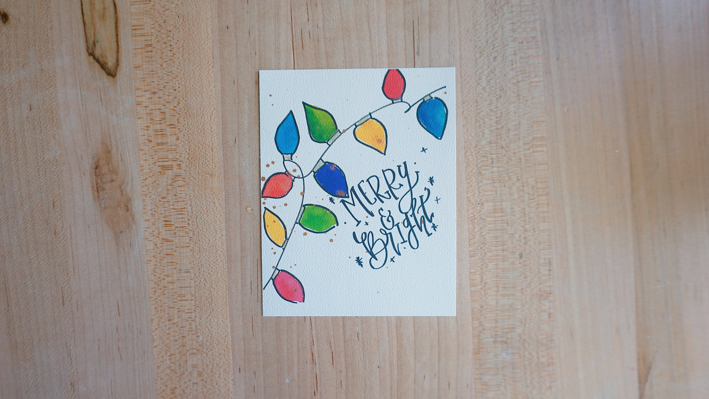 Merry and Bright (Christmas Lights) - Printed Postcard