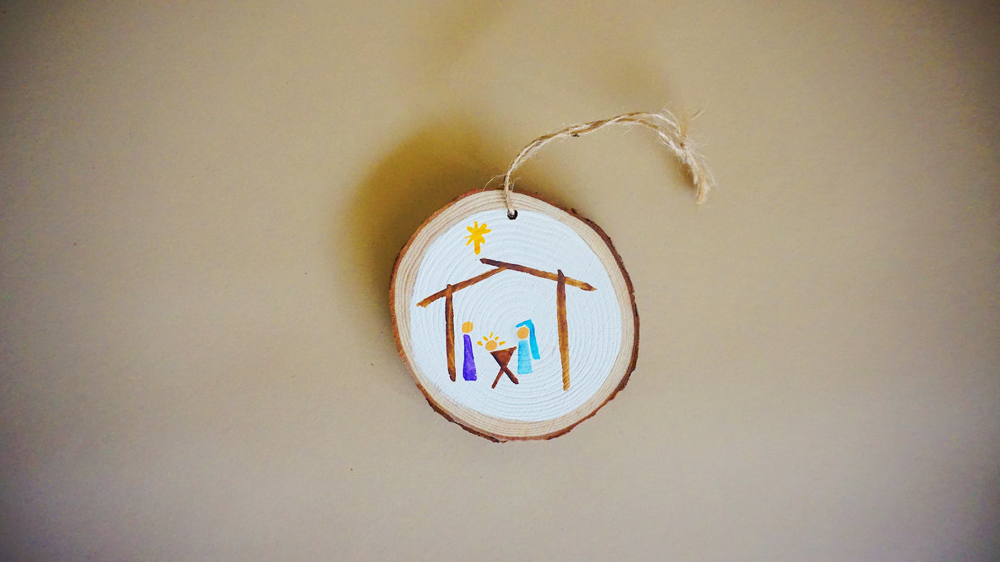 La Primera Navidad - Round Wood Christmas Ornament