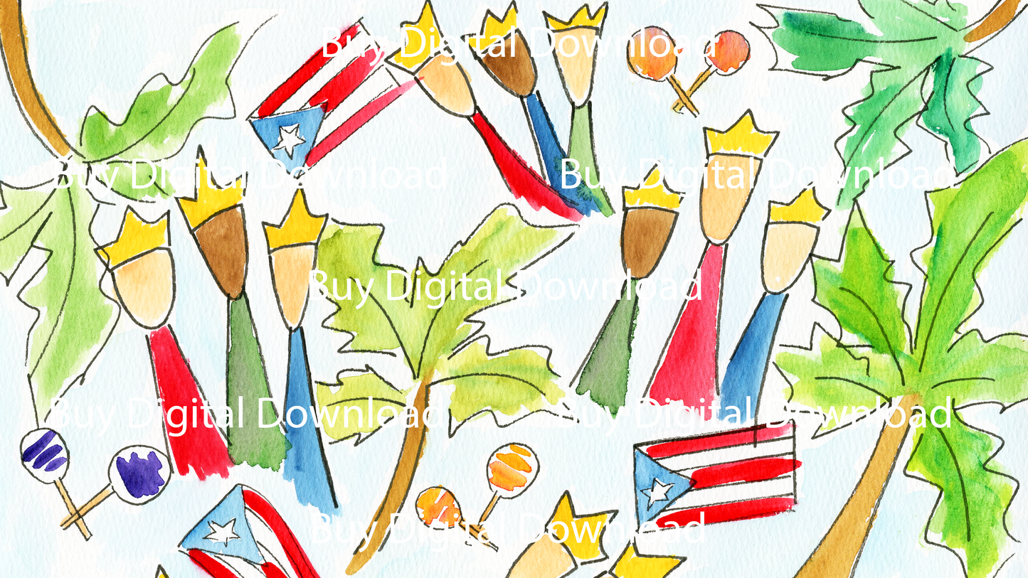 Navidad Boricua - Digital Wallpaper