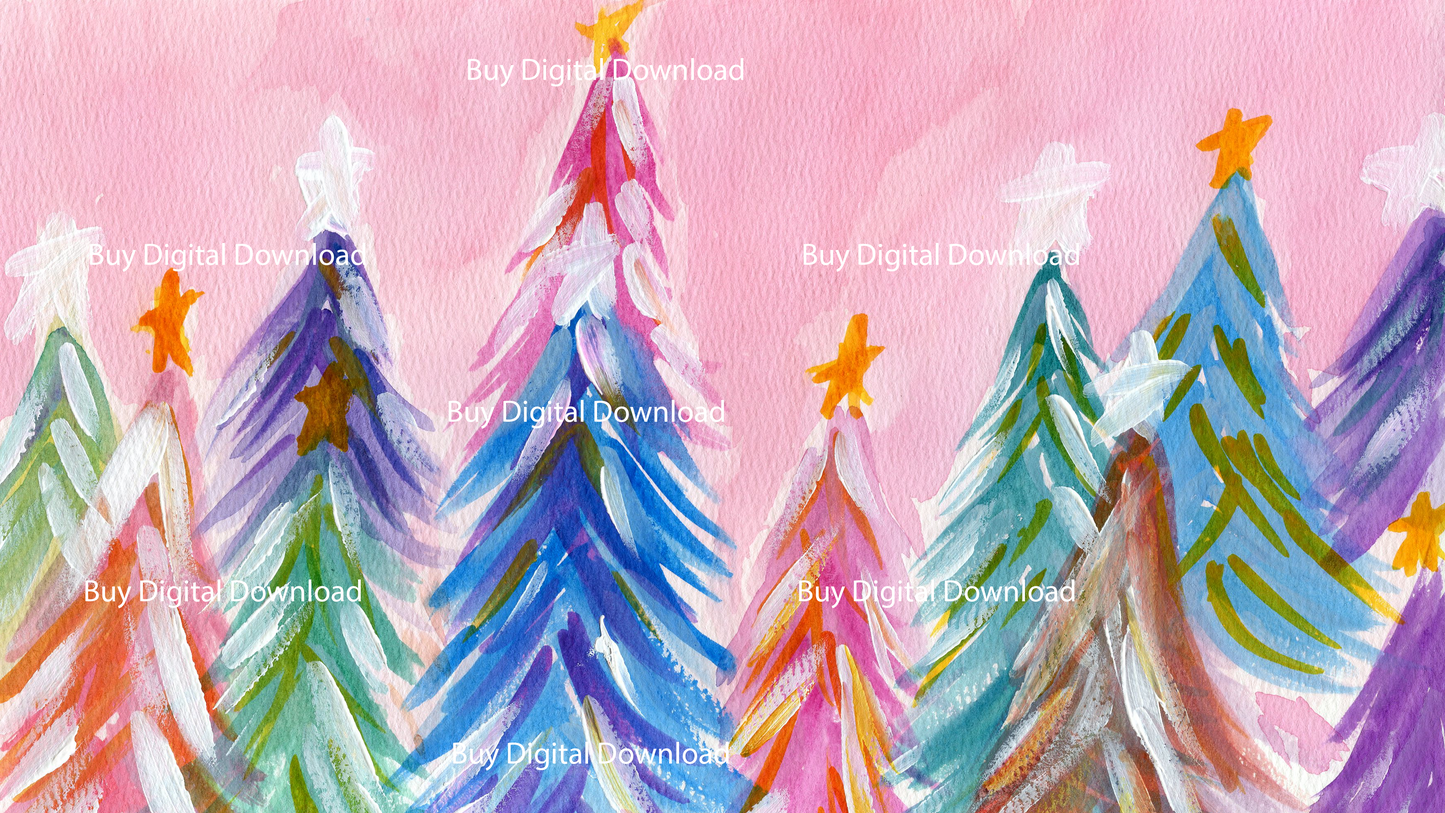 Oh Christmas Trees - Digital Wallpaper