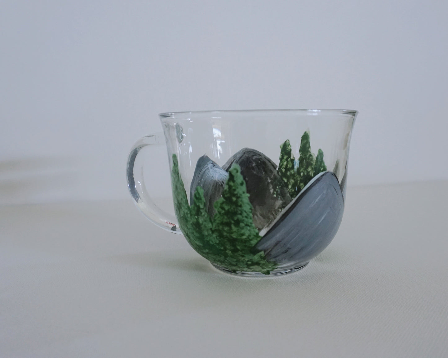 Hand Painted Glass Mug - Let’s Go on a Hike