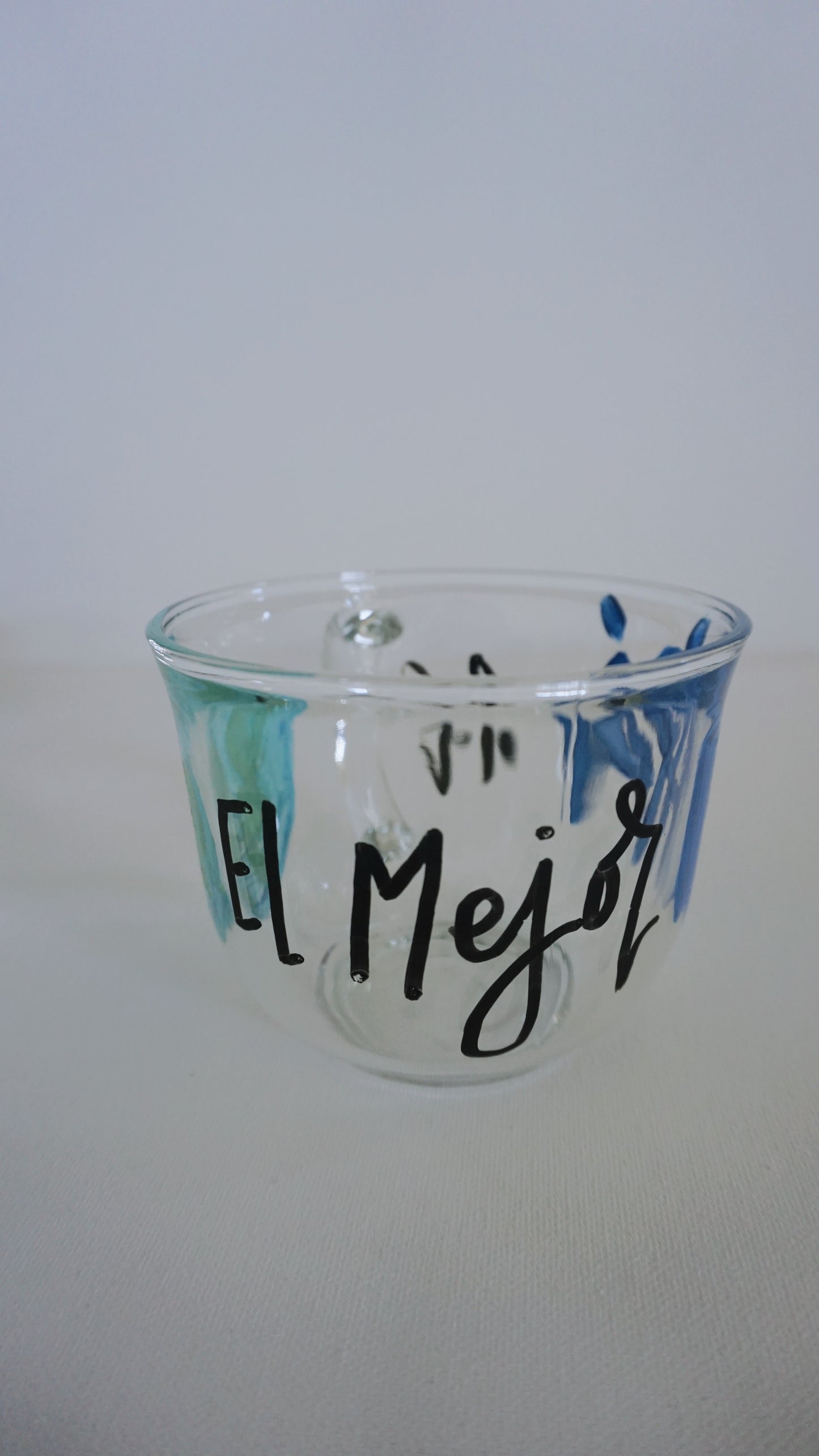 Hand Painted Glass Mug - El Mejor Papá del Mundo