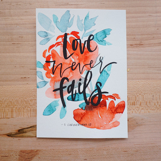 Love Never Fails (1 Corinthians 13) - Postcard