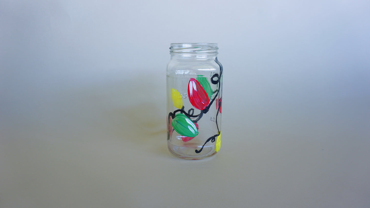 Hand Painted Jar - Christmas Lights