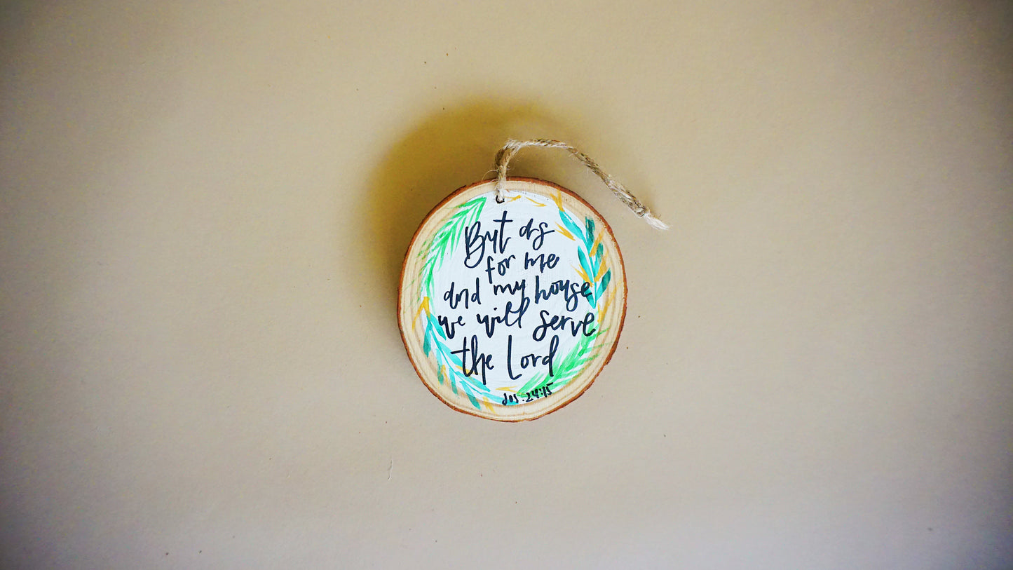 Joshua 24:15 - Round Wood Christmas Ornament