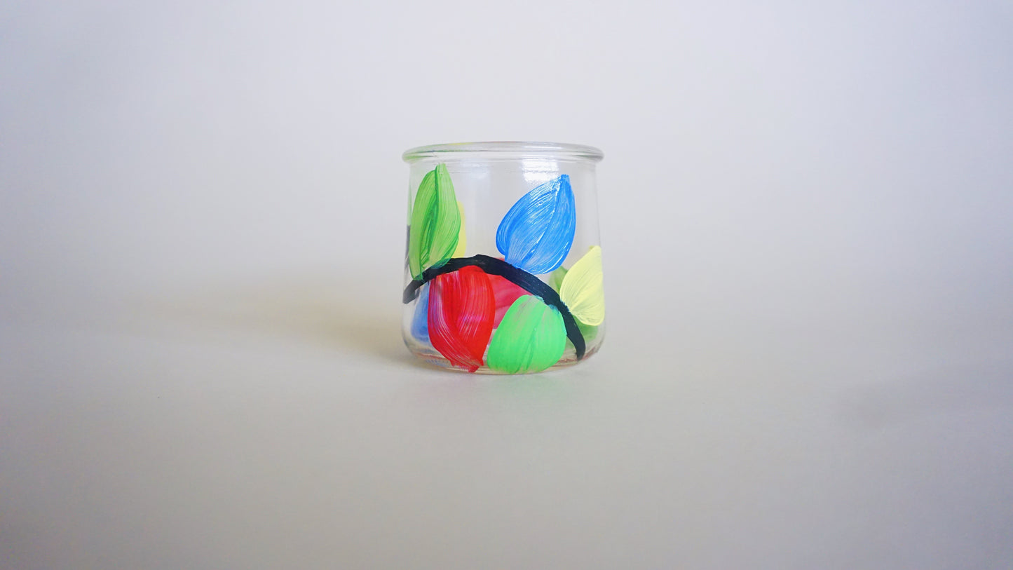 Hand Painted Glass Jar - Small - Christmas Lights