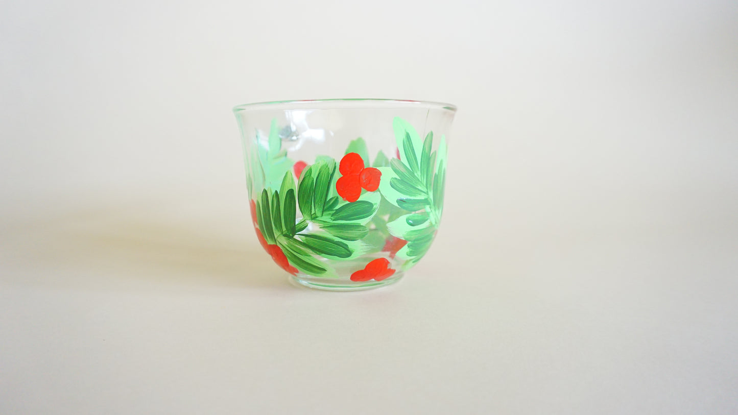 Hand Painted Glass Mug - Holly Plant