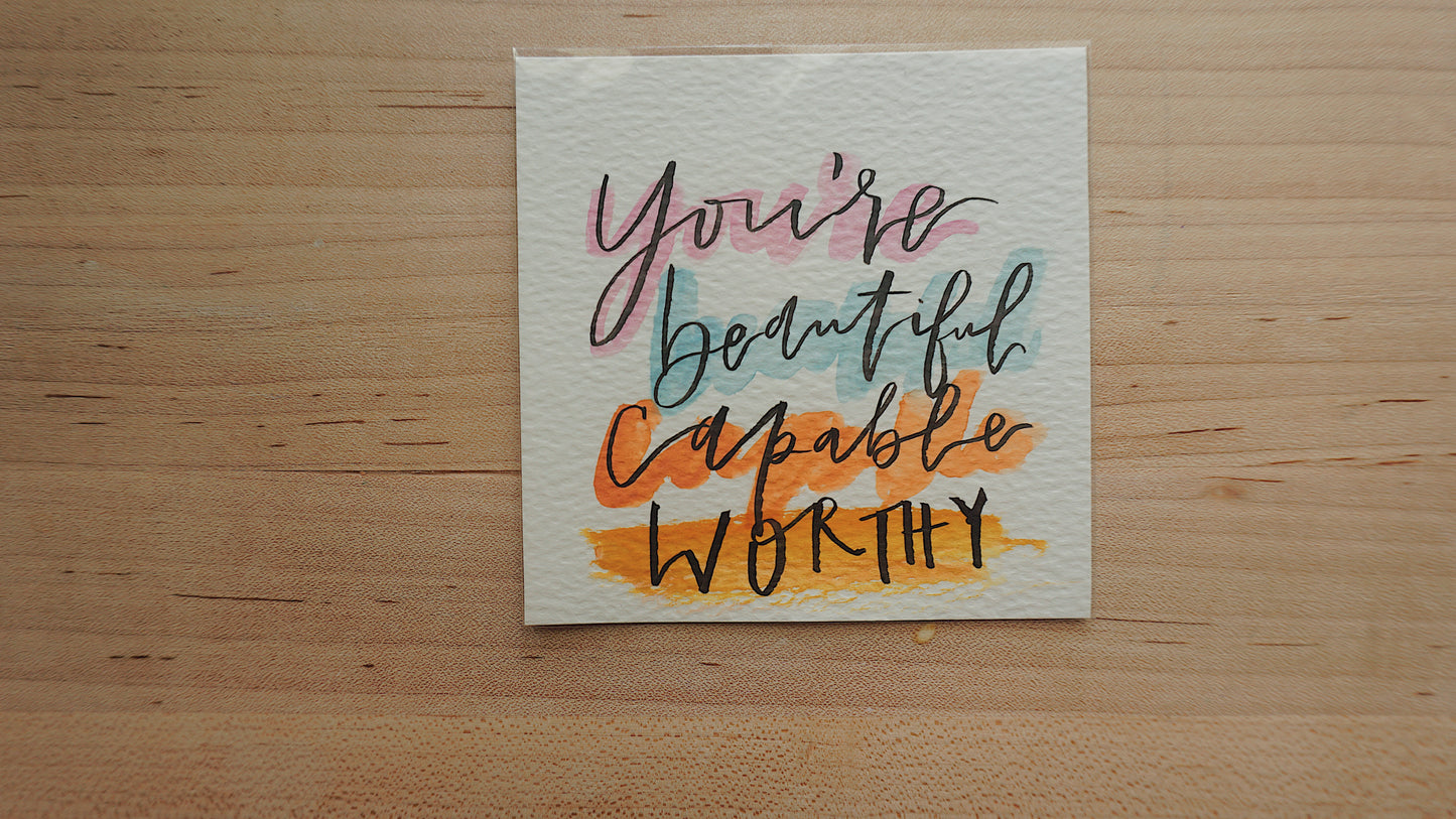 You're Beautiful Capable Worthy - Postcard