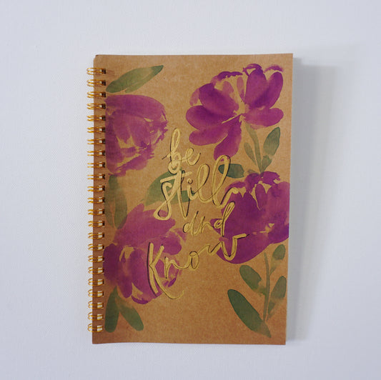 Be Still and Know- Spiral Bound, Ruled Pages w/ Heading, Paper Cover, Large Journal