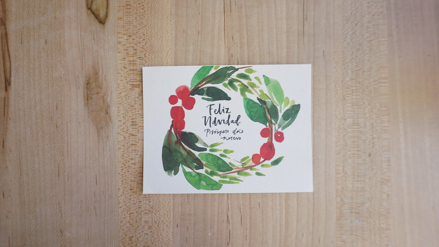 Feliz Navidad (Corona Navideña) - Printed Postcard