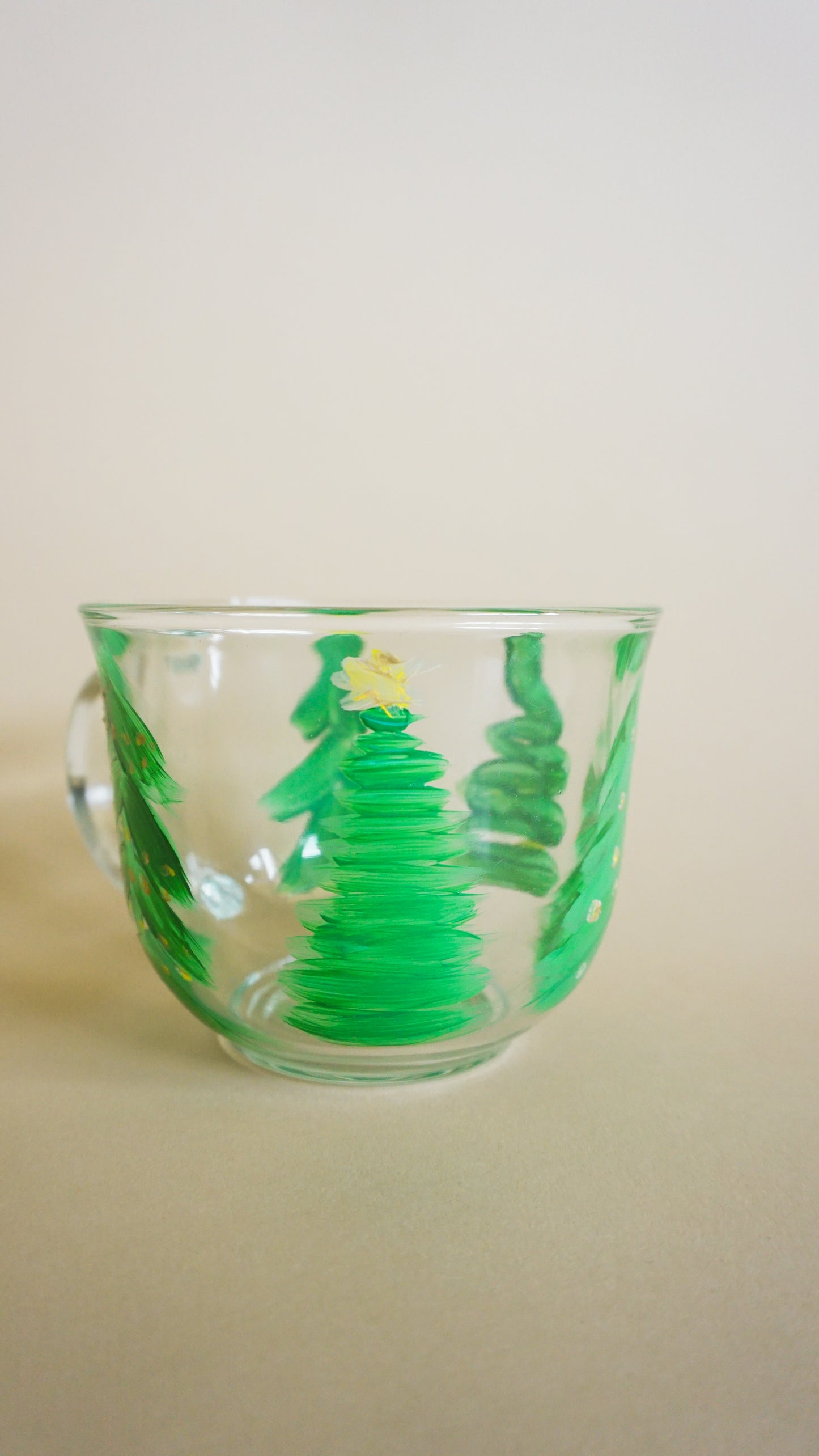 Hand Painted Glass Mug - Christmas Trees