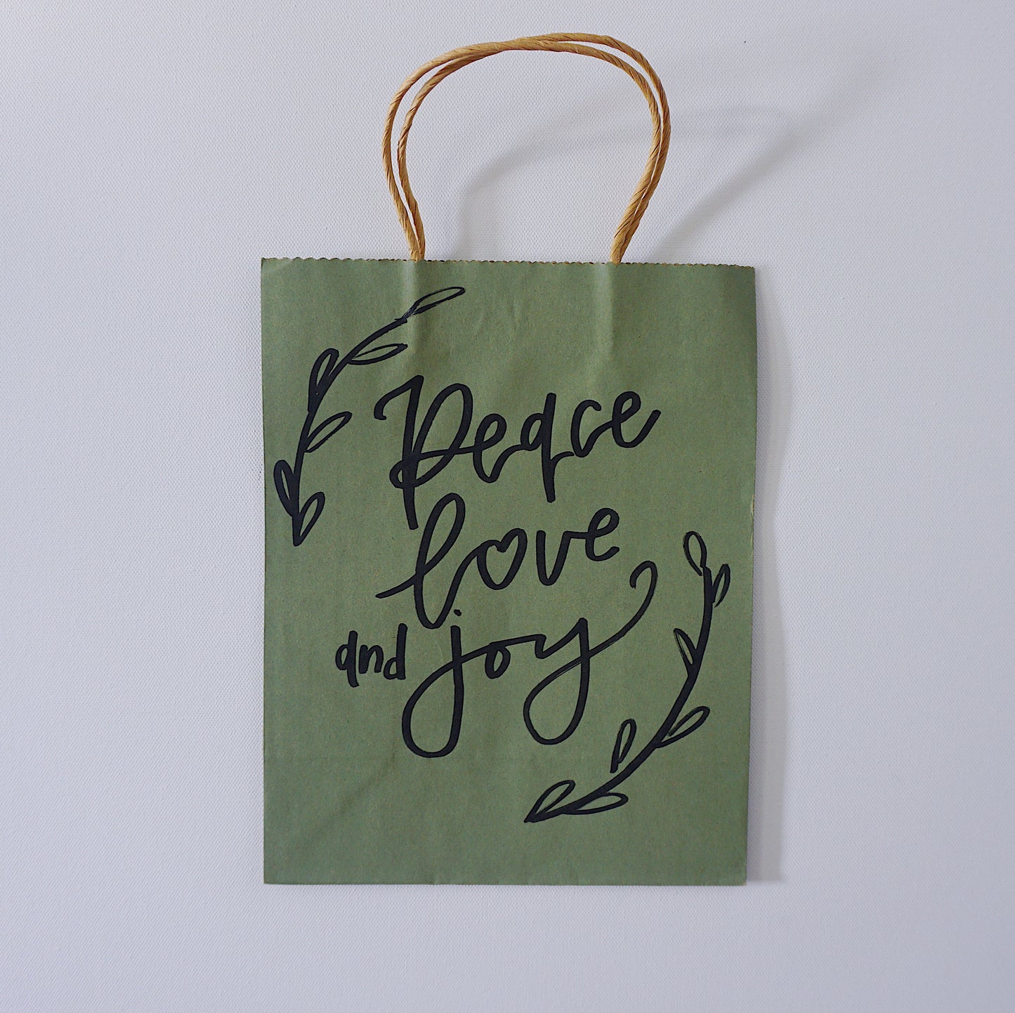 Peace, Love and Joy - Green Paper Bag