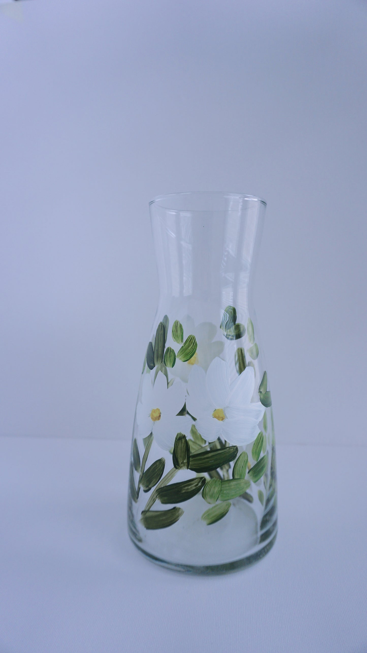 Hand Painted Glass Jar - White Flower