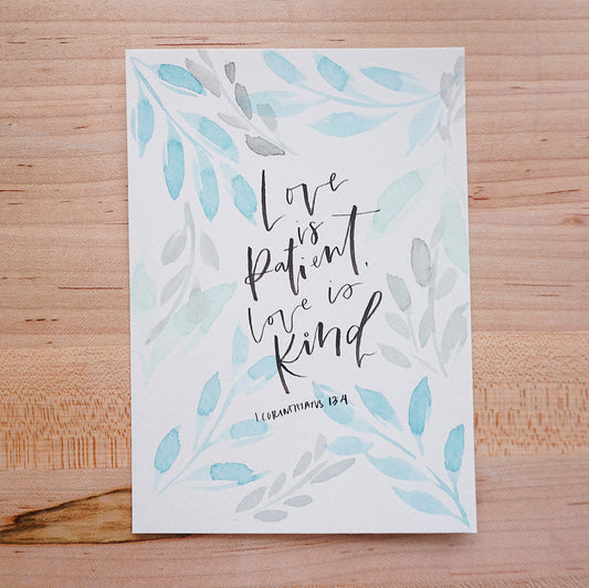 Love is patient, love is kind (1 Corinthians 13:4) - Postcard