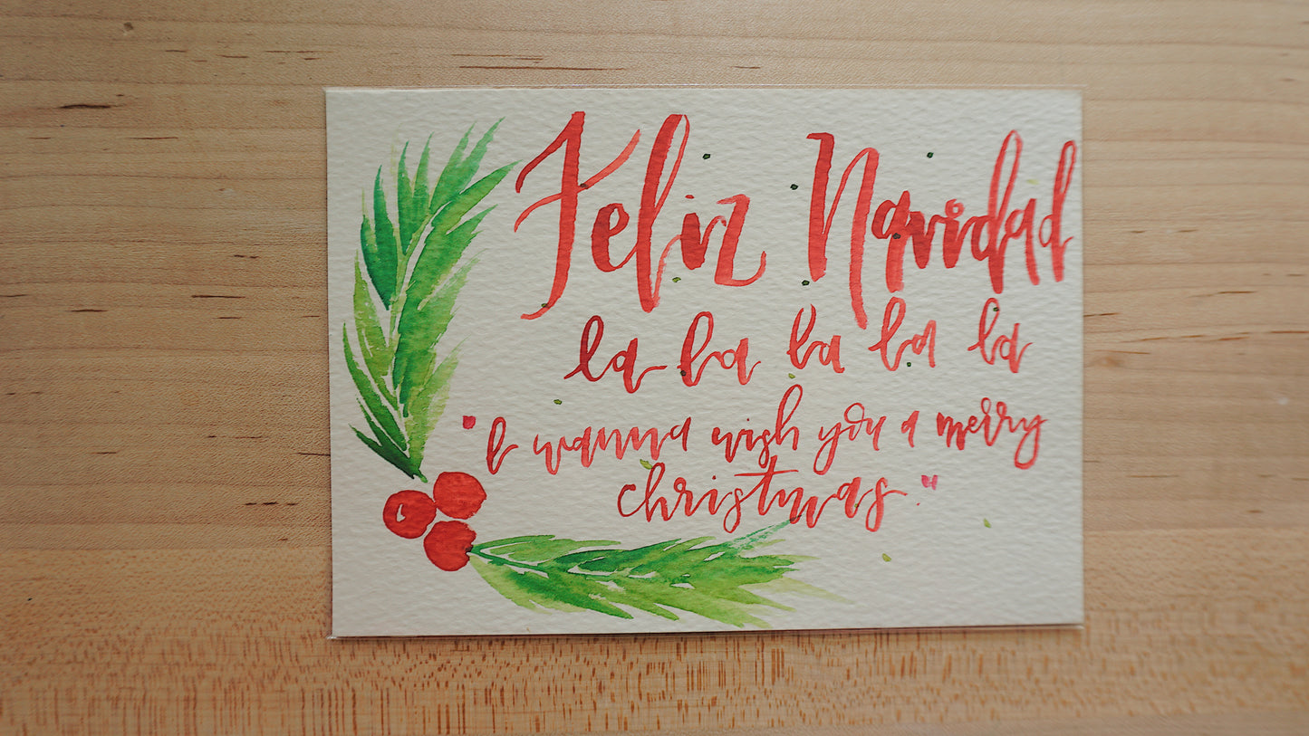 Feliz Navidad la la la la la, I wanna wish you a Merry Christmas - Postcard