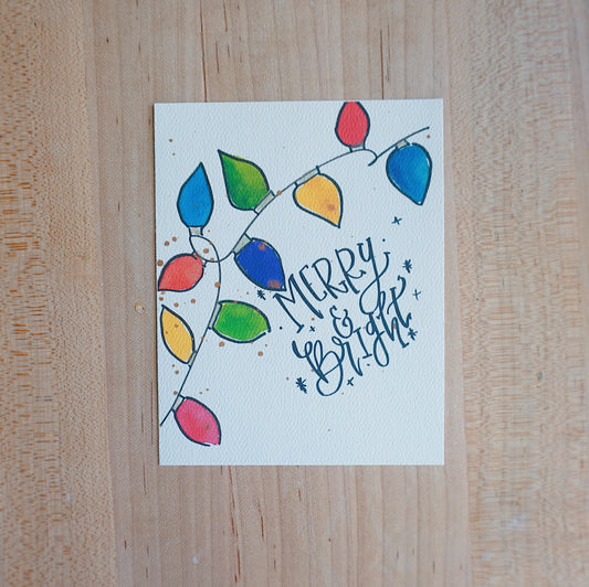 Merry and Bright (Christmas Lights) - Printed Postcard