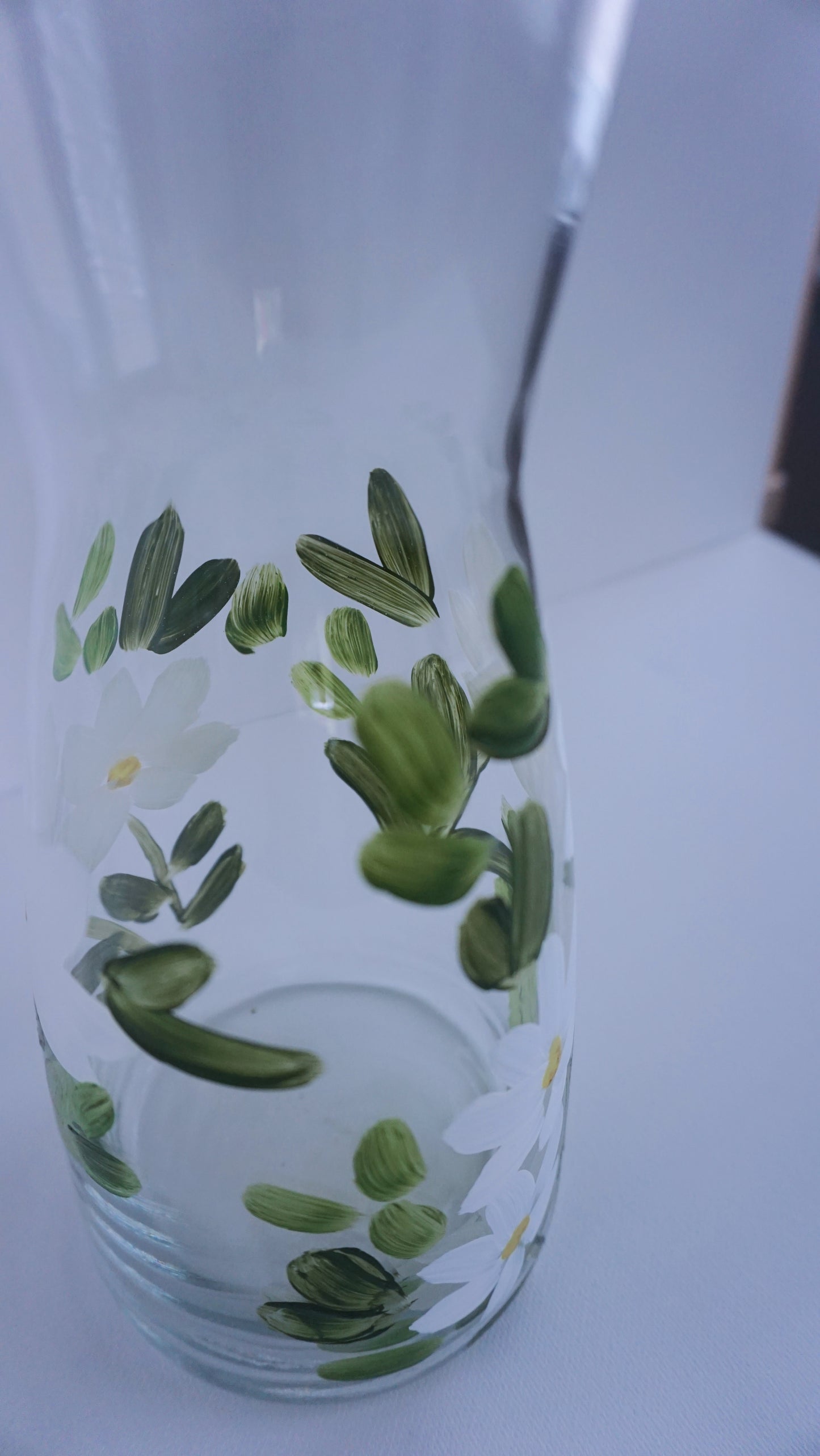 Hand Painted Glass Jar - White Flower