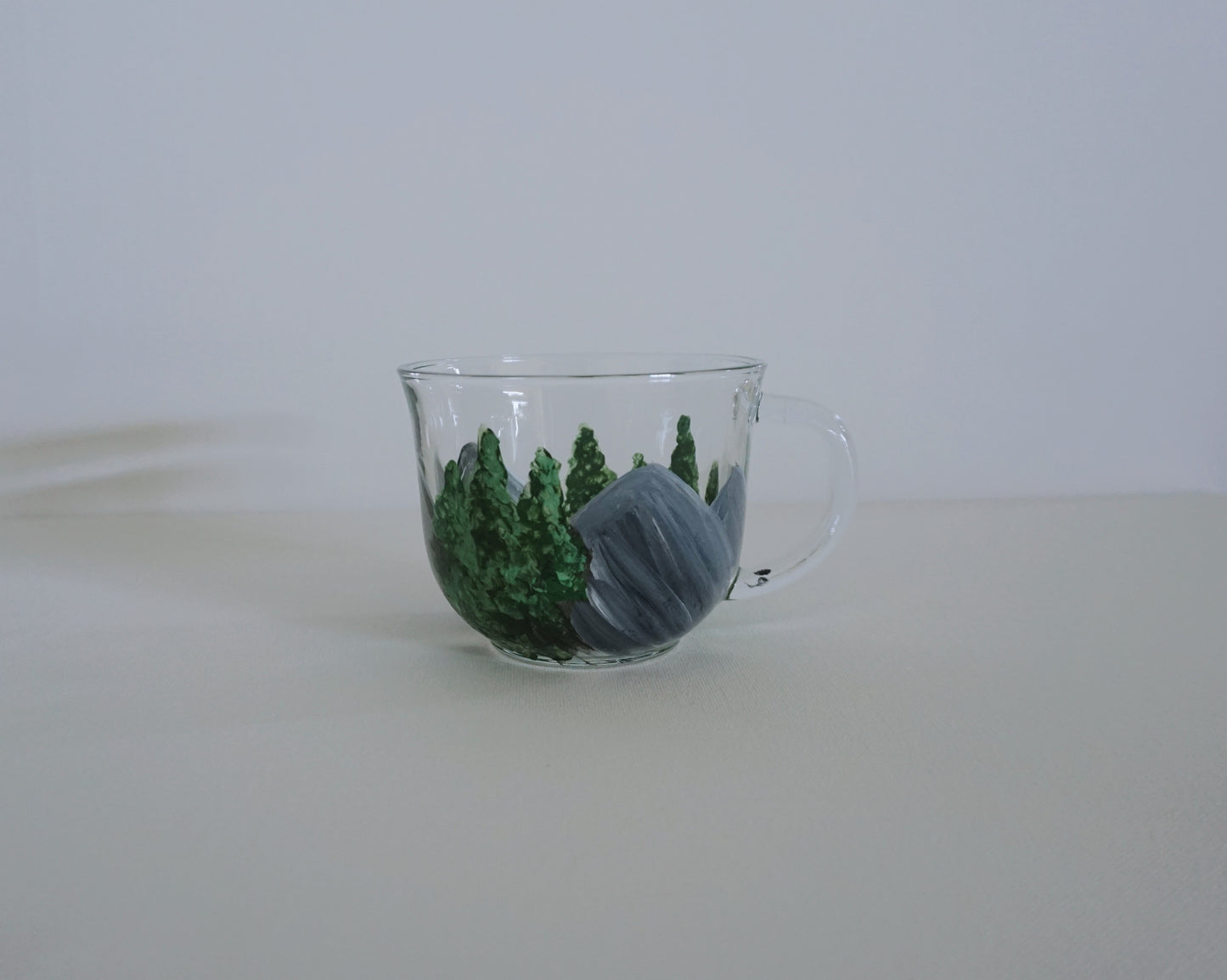 Hand Painted Glass Mug - Let’s Go on a Hike