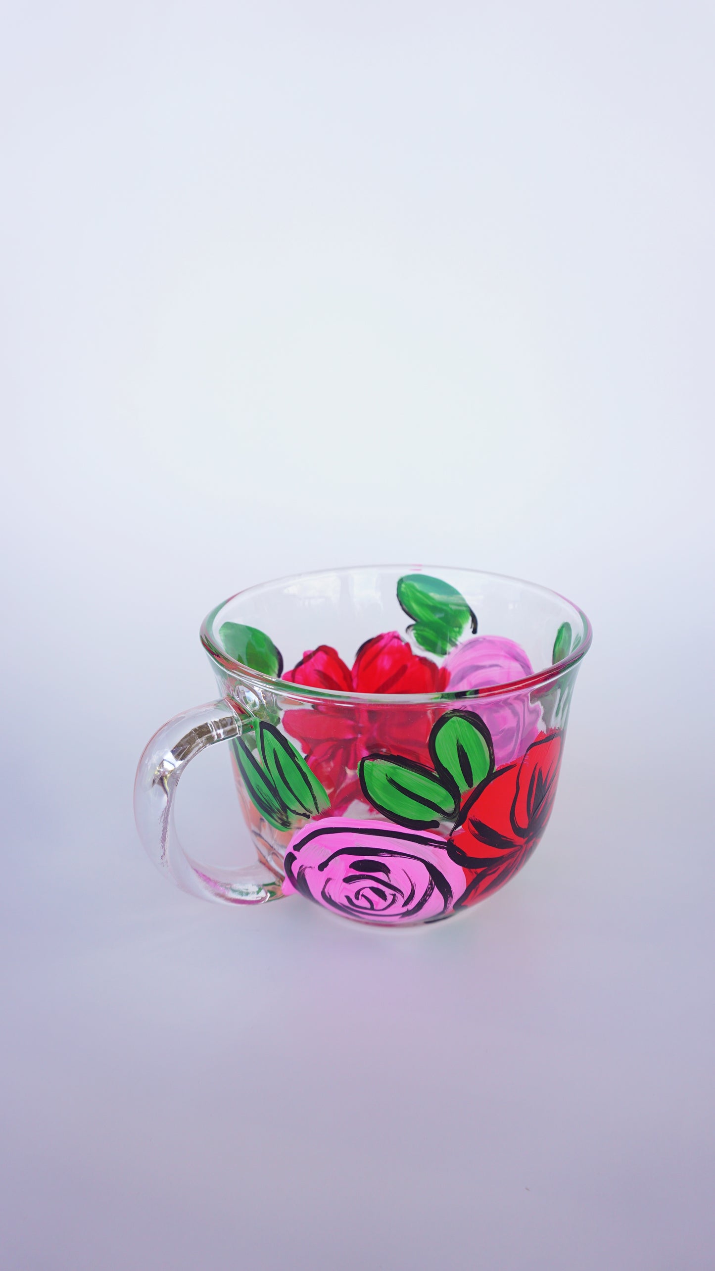 Hand Painted Glass Mug - "Desi's Bouquet"