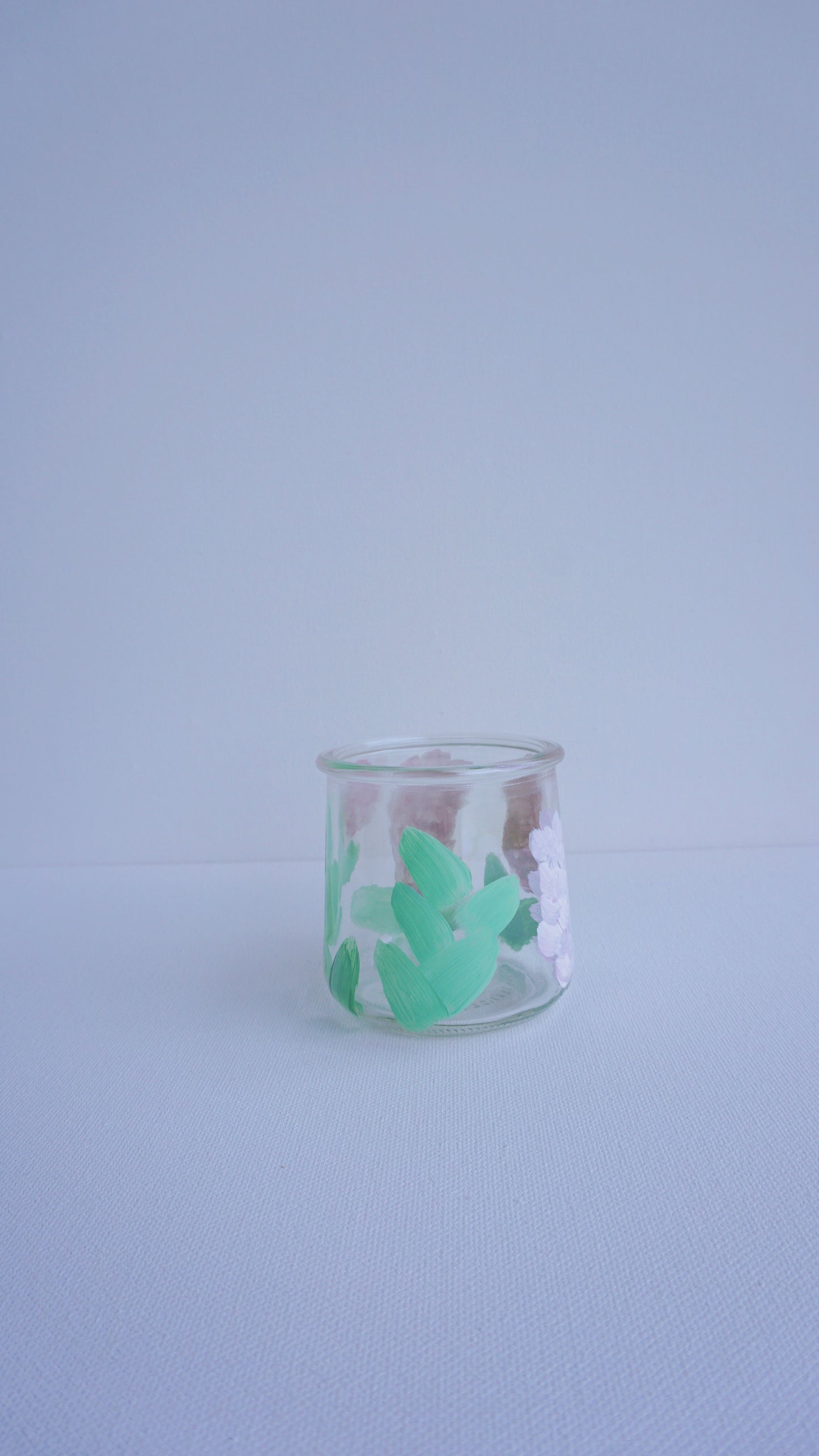 Hand Painted Glass Jar - Small - Purple Flower