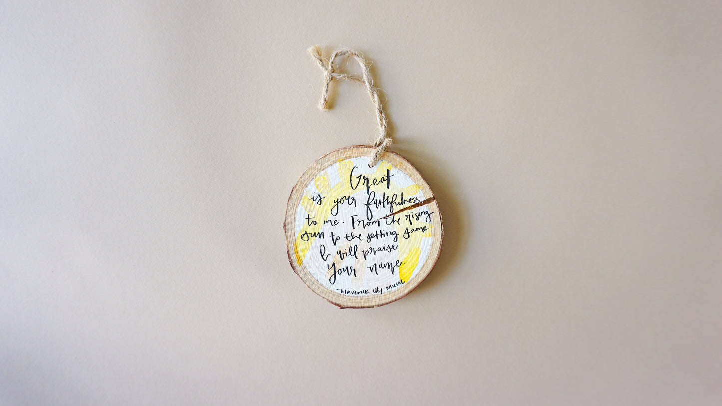 Great is your Faithfulness - Promises by Maverick Music- Round Wood Christmas Ornament