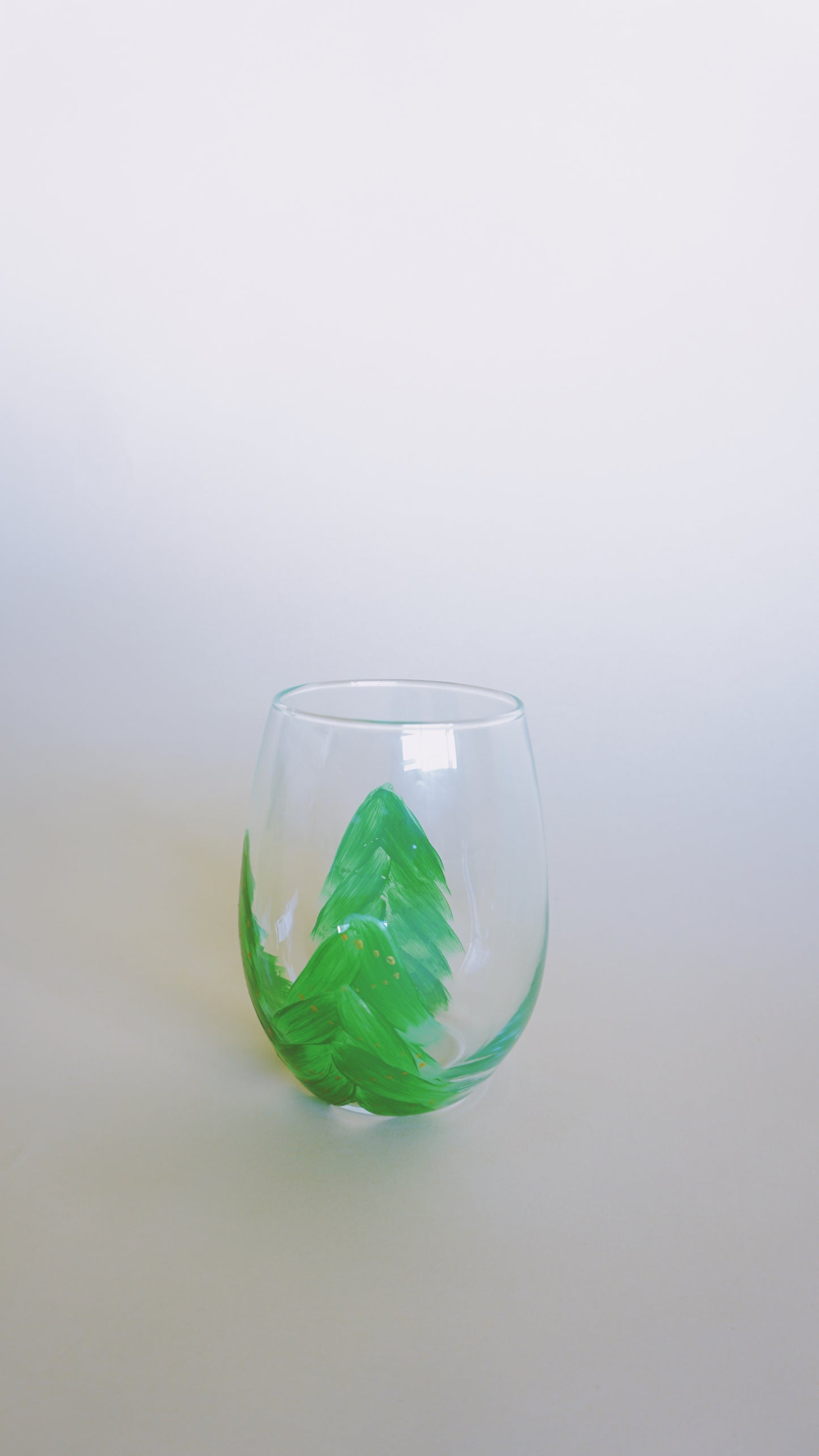 Hand Painted Stemless Wine Glass - Oh Christmas Tree