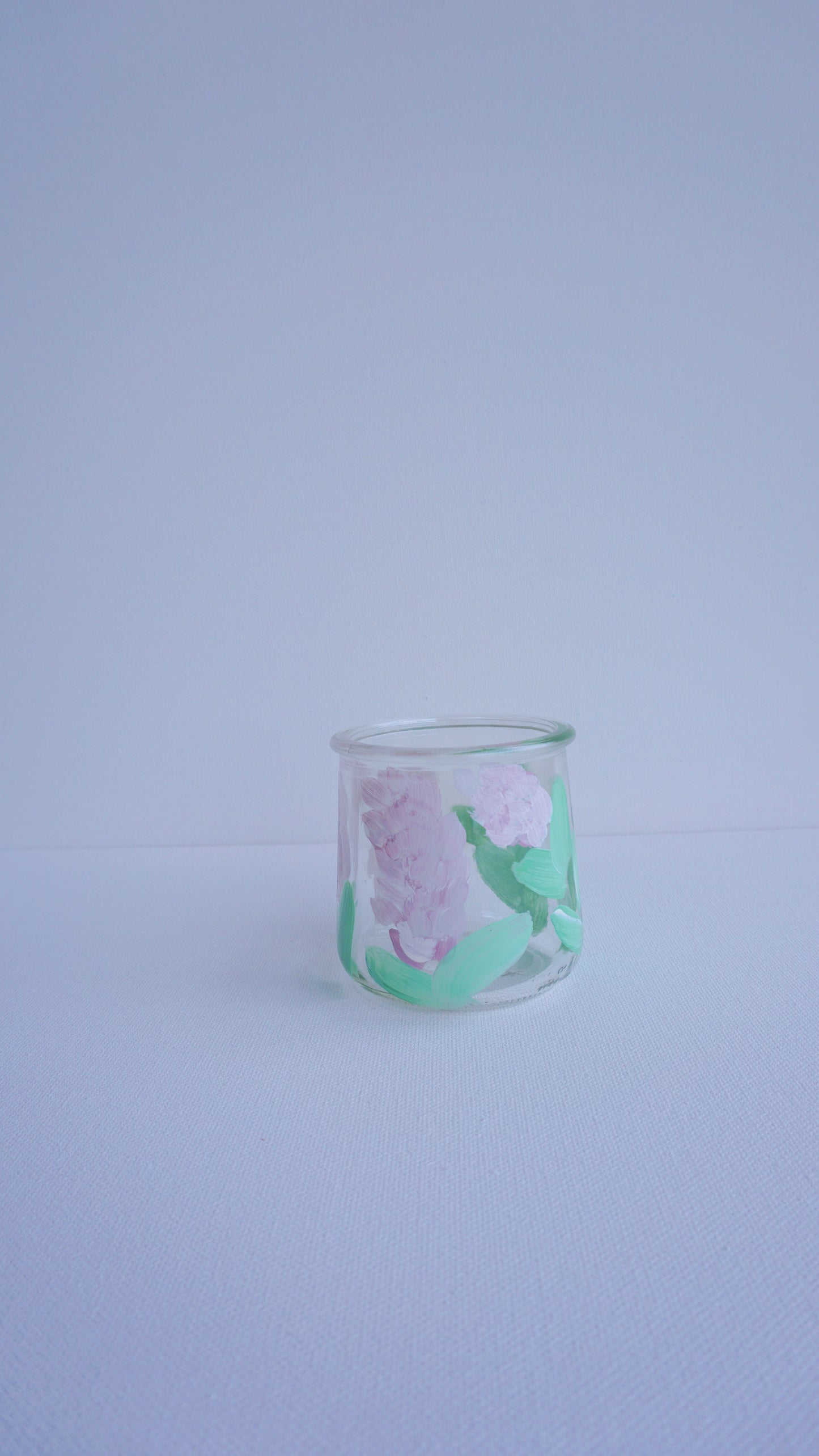 Hand Painted Glass Jar - Small - Purple Flower