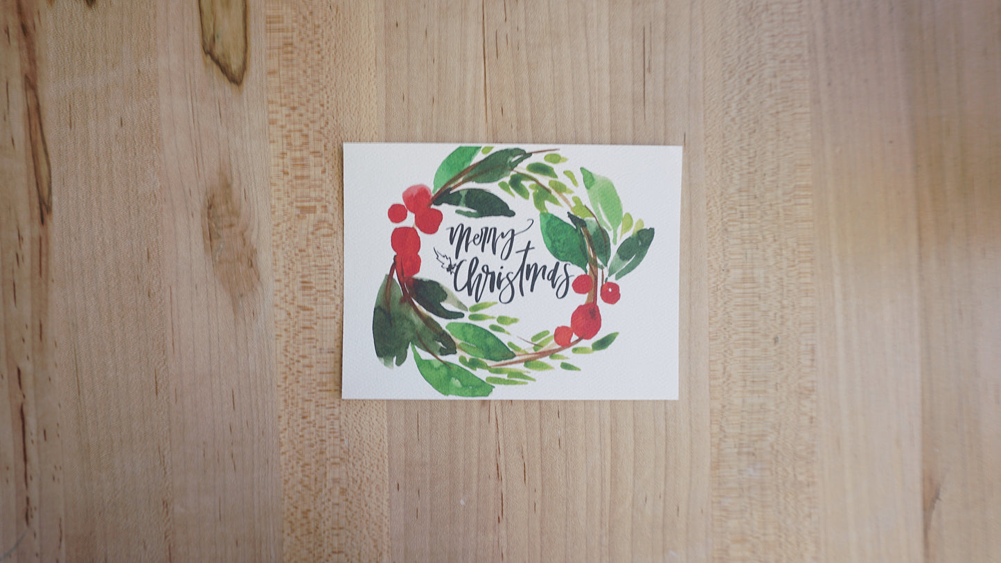 Merry Christmas (Wreath) - Printed Postcard