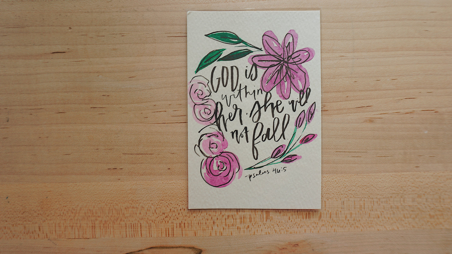 God is within her, she will not fall (Psalms 46:5) - Postcard