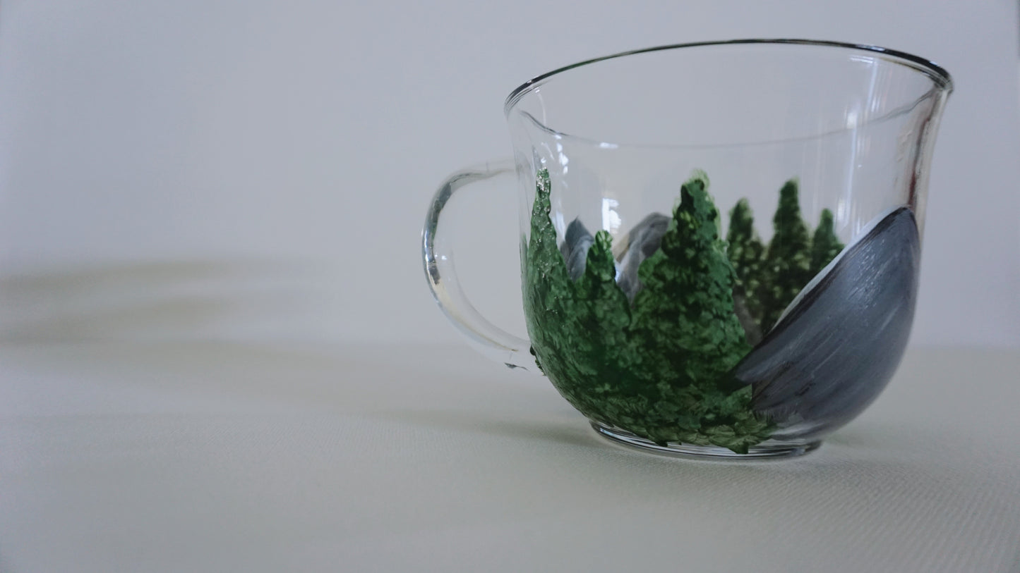 Hand Painted Glass Mug - Let’s Go on a Hike