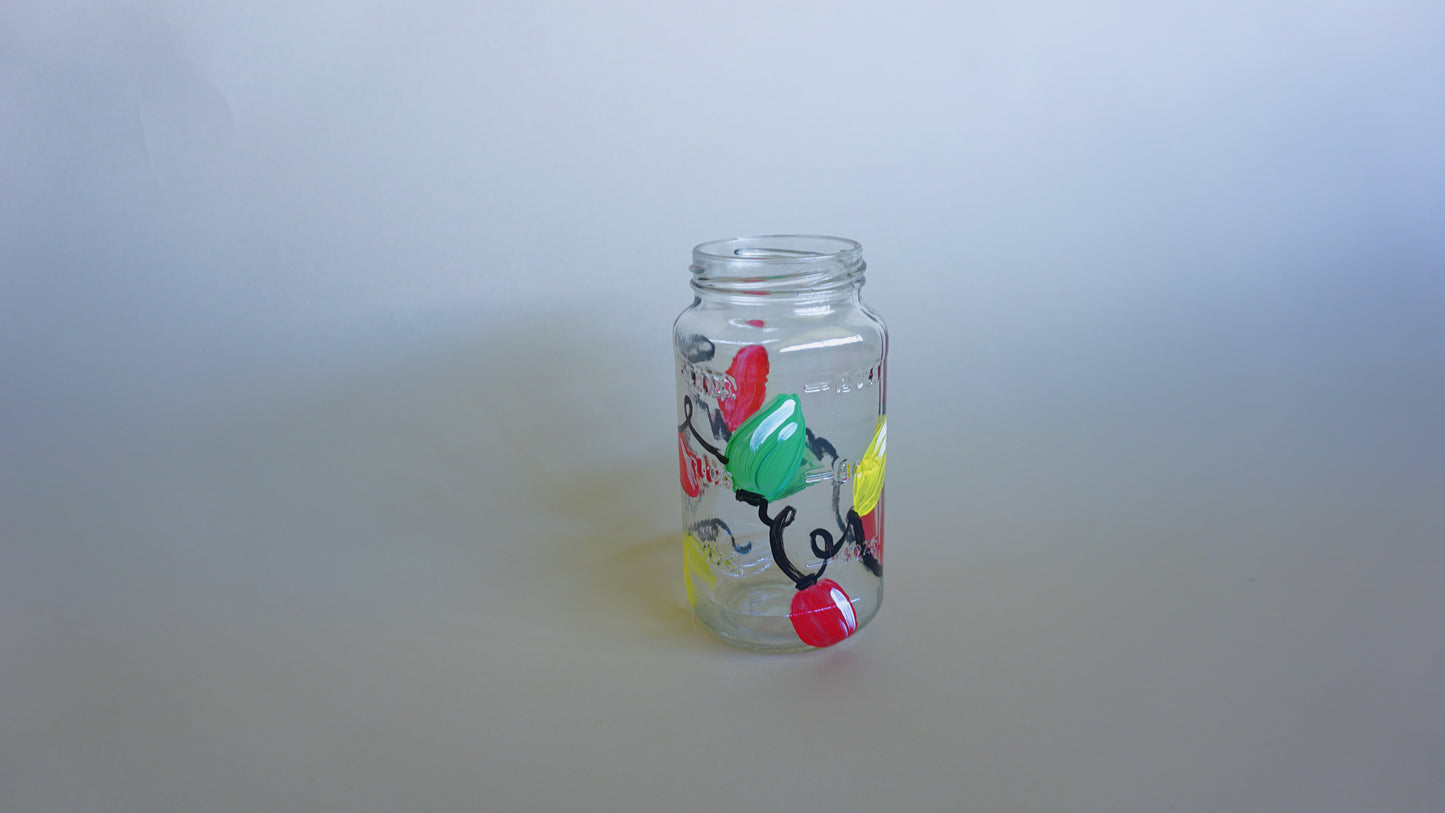 Hand Painted Jar - Christmas Lights