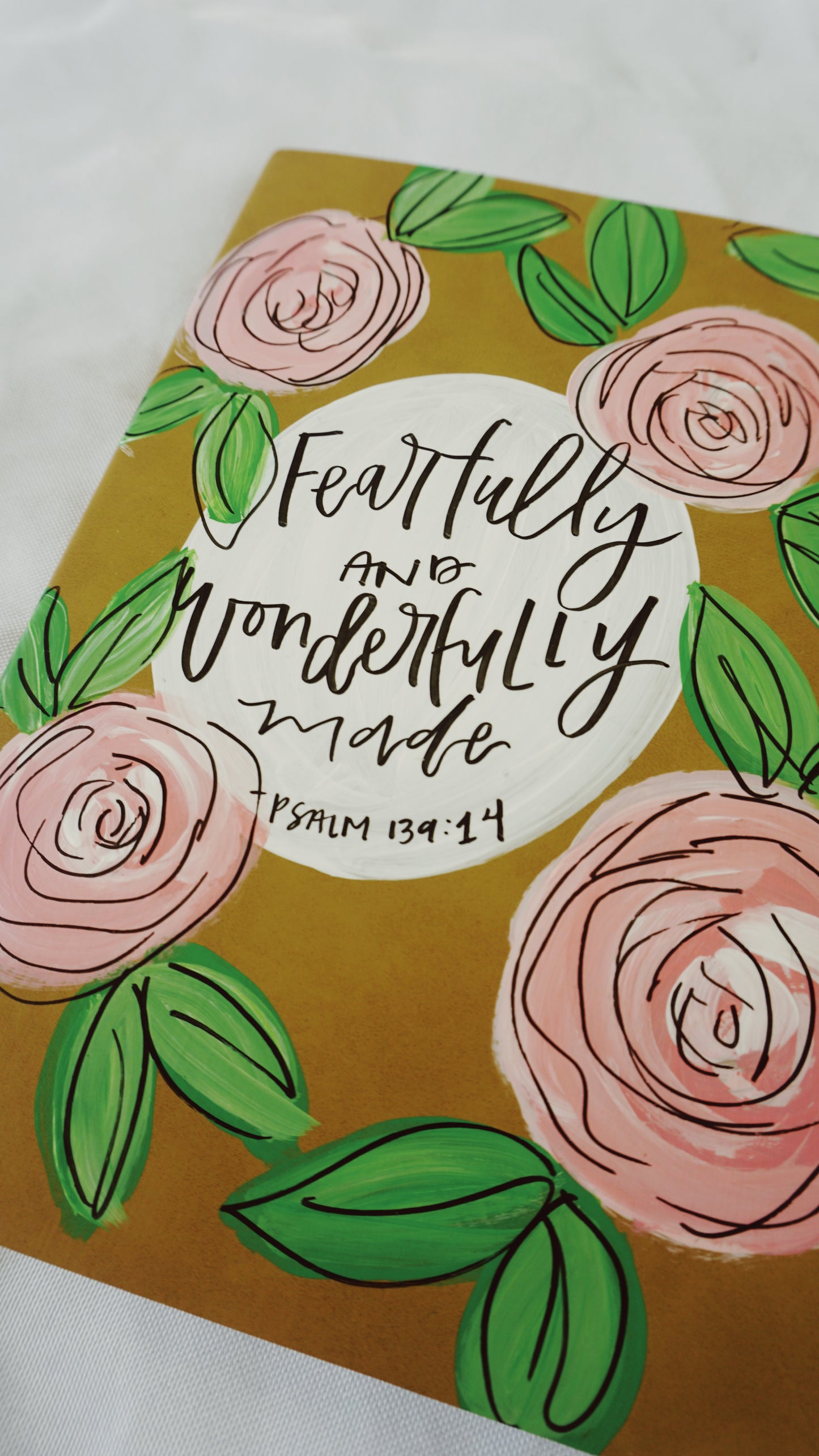 Fearfully and Wonderfully Made (Psalm 139:14) - Otabind/Layflat Binding, Ruled Pages, Leather Cover, Large Journal