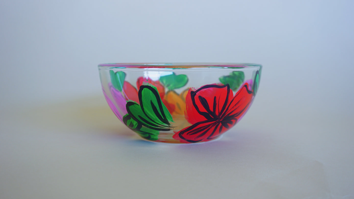 Hand Painted Glass Bowl Set - "Desi's Bouquet"