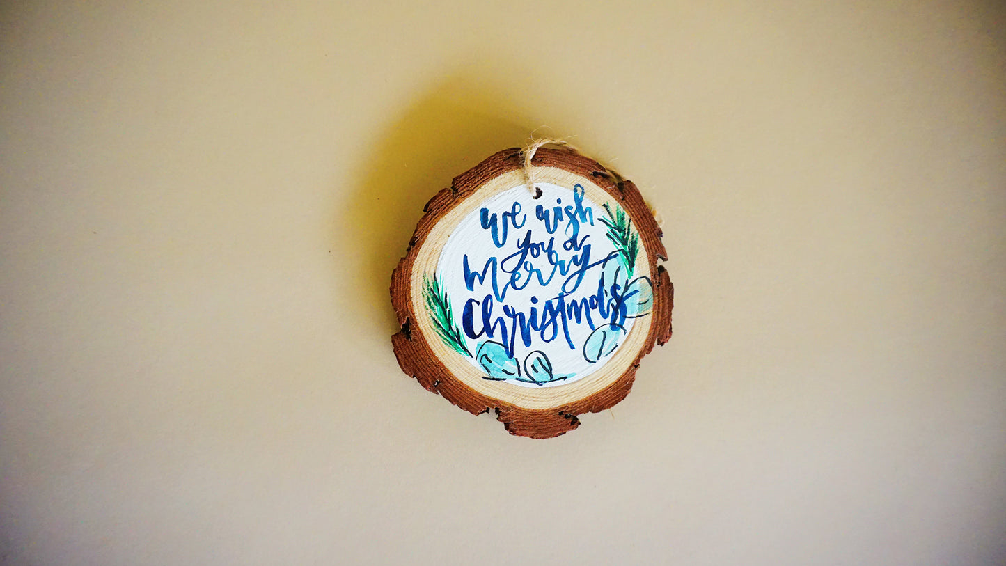 We Wish You a Merry Christmas - Round Wood Christmas Ornament