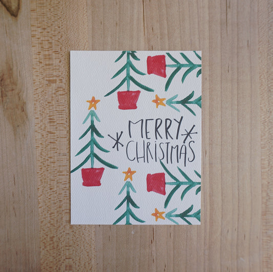 Merry Christmas (Christmas Trees) - Printed Postcar