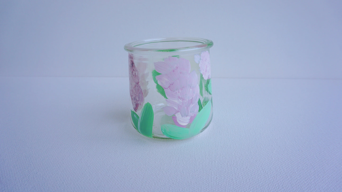 Hand Painted Glass Jar - Small - Purple Flower