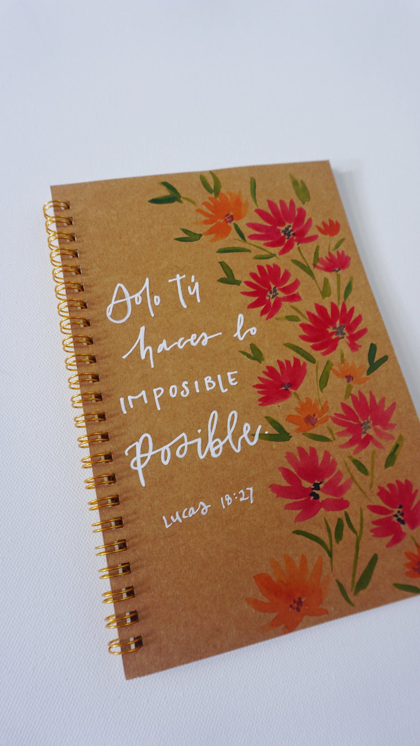 Solo Tú haces lo Imposible Posible- Spiral Bound, Ruled Pages w/ Heading, Paper Cover, Large Journal