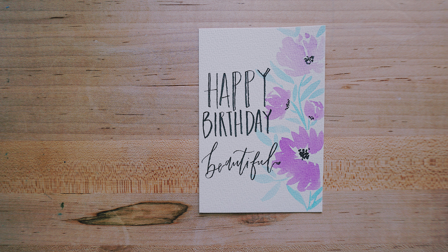 Happy Birthday Beautiful - Postcard