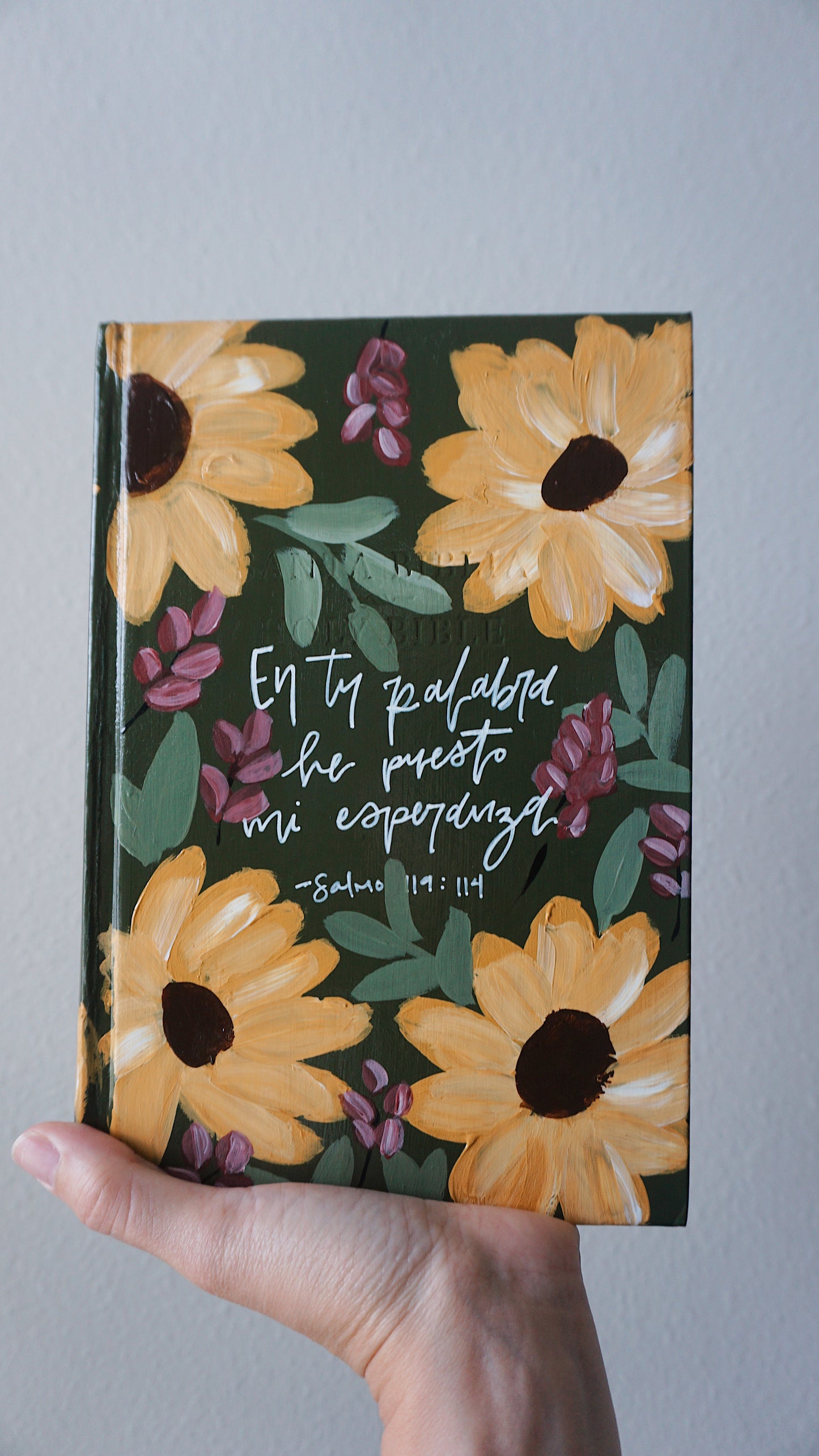 En Tu Palabra He Puesto Mi Esperanza (Salmo 119:114) - Hand Painted Bilingual Bible - Large Print