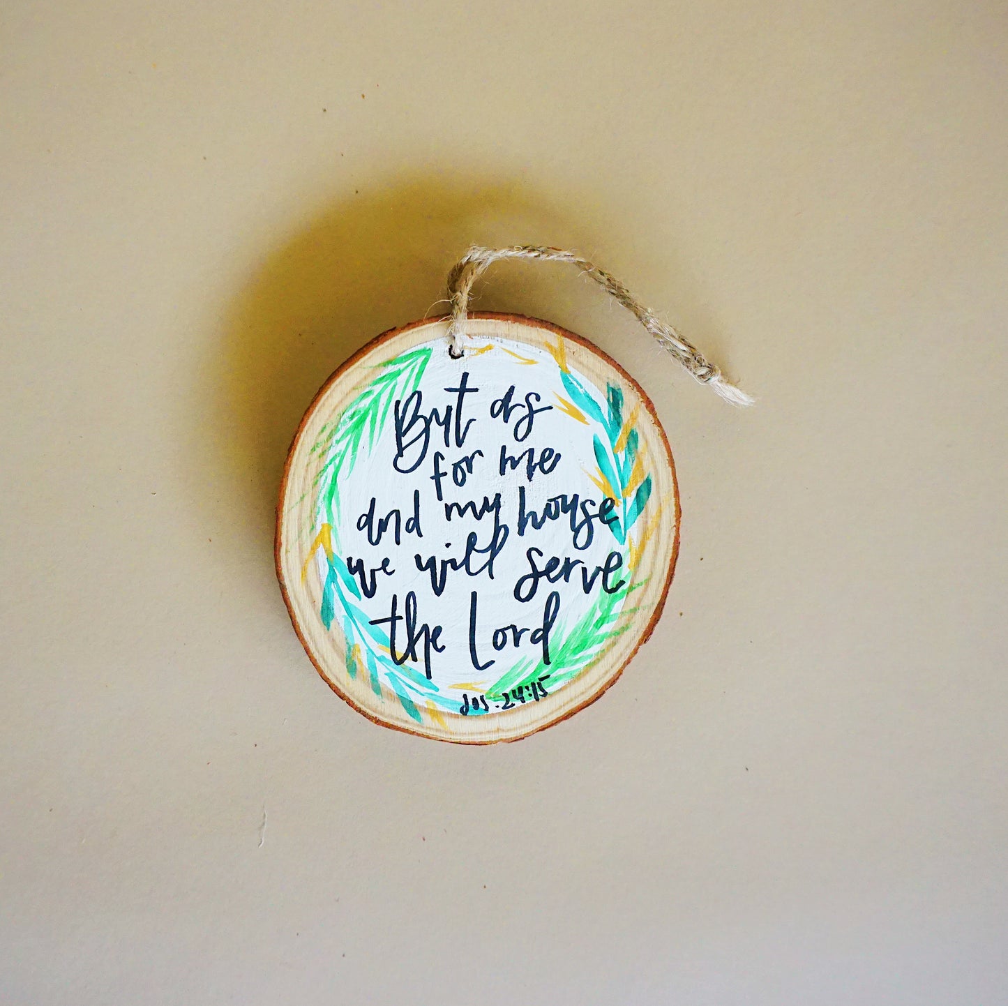 Joshua 24:15 - Round Wood Christmas Ornament