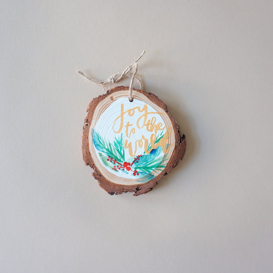 Joy to the World- Round Wood Christmas Ornament